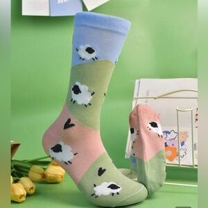 Sheep Socks lamb farm funny Womens girls teens gift heart pattern animal kids